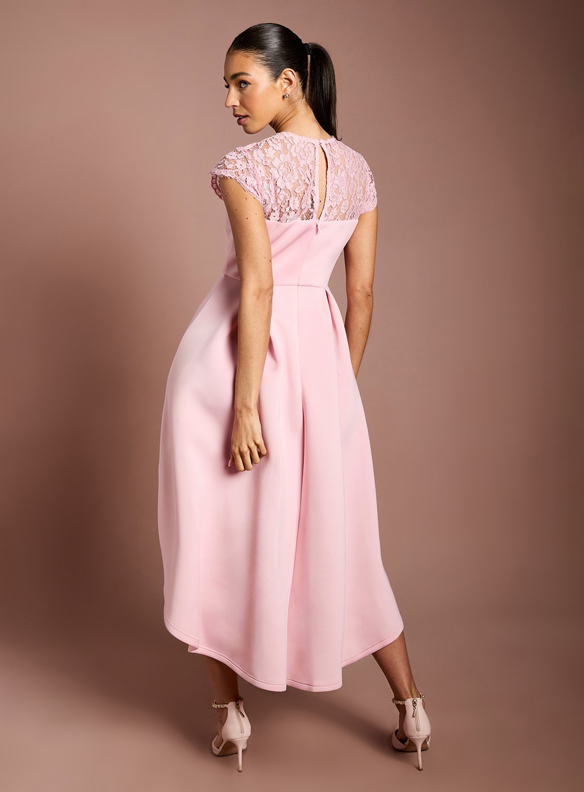 COAST Lace Top Scuba Skirt Occasion Dress Pink 10 - Image 3 thumbnail